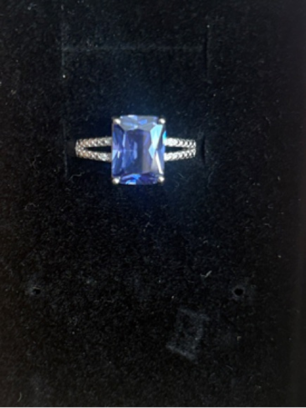 Tanzanite lab grown Solitaire Ring with Silver 925 Band